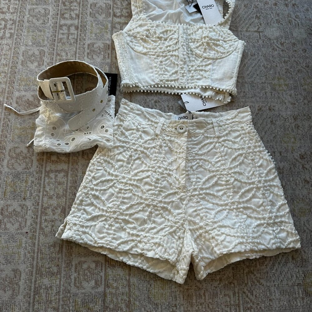CHARO RUIZ IBIZA Ramie-blend Cloque Shorts Sz Small - Picture 8 of 10